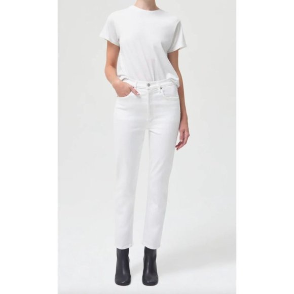 Agolde Riley High Rise Straight Crop Jeans Size small 24 in Whip